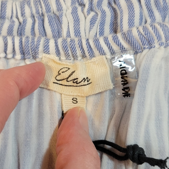 Elan: NWT Women's Small Coastal Stripe Smocked Bodice Baby doll Mini Dress - Picture 8 of 9